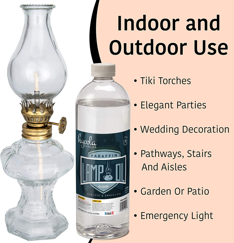 Hyoola Candles Liquid Paraffin Lamp Oil - Clear Smokeless, Odorless, Ultra Clean Burning Fuel for Indoor and Outdoor Use - Highest Purity Available - 32oz Home & Garden > Lighting Accessories > Oil Lamp Fuel Hyoola   