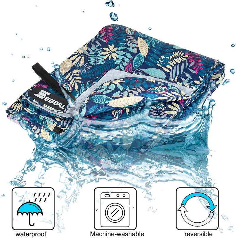 SEGOAL Outdoor Waterproof Blanket Nylon Warm Fleece Picnic Mat Water Resistant Camping Blanket 79''x 55'' Extra Large Foldable Compact with Tote for Stadiums Beach Hiking Traveling Festivals Park Home & Garden > Lawn & Garden > Outdoor Living > Outdoor Blankets > Picnic Blankets SEGOAL   