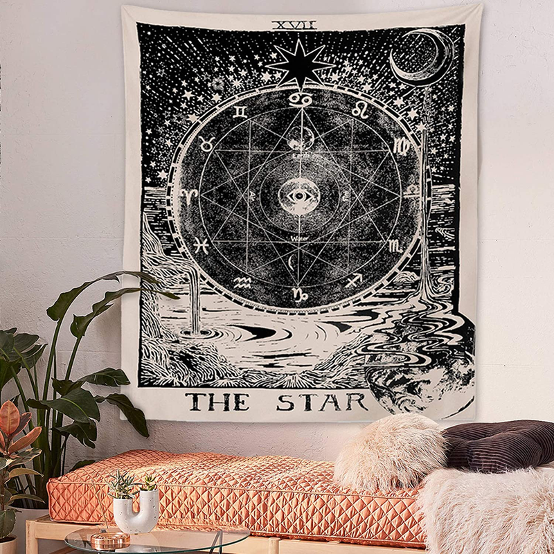 INTHouse Tarot Star Tapestry Wall Tapestry Wall Hanging Psychedelic Tapestry Celestial Tapestry Medieval Tarot Decor Wall Tapestry for Bedroom Living Room College Dorm Room (The Star, 51”x59”) Home & Garden > Decor > Artwork > Decorative Tapestries INTHouse   