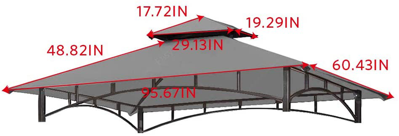 Easylee Grill Gazebo Shelter Replacement Canopy 5'x8' Double Tiered BBQ Cover Roof ONLY FIT for Gazebo Model L-GG001PST-F (Grey) Home & Garden > Lawn & Garden > Outdoor Living > Outdoor Structures > Canopies & Gazebos Easylee   
