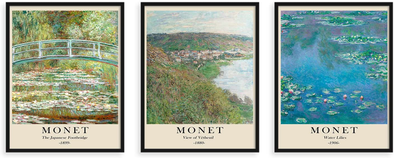 Sylvana Workshop - Monet Poster Print, Unframed(8"X10" Set of 3 Wall Decor), Wall Decor Poster Prints, Monet Wall Art, Monet Room Decor, Monet Poster Home & Garden > Decor > Artwork > Posters, Prints, & Visual Artwork Sylvana Workshop   