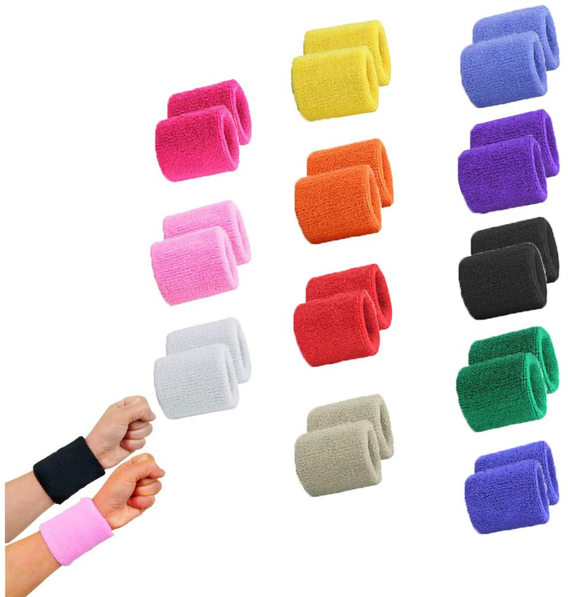 STONCEL 6/12/24Pairs Colorful Sports Wristbands Cotton Sweatband Wristbands Wrist Sweatbands Wrist Sweat Bands for Tennis,Sport, Basketball,Gymnastics,Golf,Running Sporting Goods > Outdoor Recreation > Winter Sports & Activities STONCEL 24  