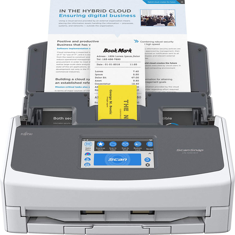 Fujitsu ScanSnap iX1600 Versatile Cloud Enabled Document Scanner for Mac or PC, White Electronics > Print, Copy, Scan & Fax > Scanners FUJITSU ScanSnap iX1600 White  