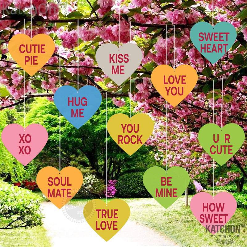 Outdoor Valentines Day Decorations Sign - Pack of 12 | Eco Friendly Felt Heart Decorations for outside | Valentines Yard Decorations | Valentines Day Outdoor Lawn Décor | Valentine Tree Decorations Home & Garden > Decor > Seasonal & Holiday Decorations KatchOn   
