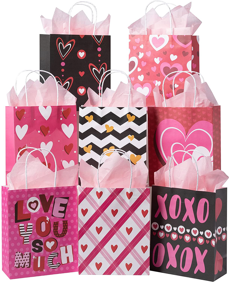 JOYIN 48 Pcs Valentine'S Day Red Pink Gift Bags with Handle, Paper Wrapping Kraft Bags for Funny Gifts Novelty Gifts Valentines Day Gift Giving Home & Garden > Decor > Seasonal & Holiday Decorations JOYIN   