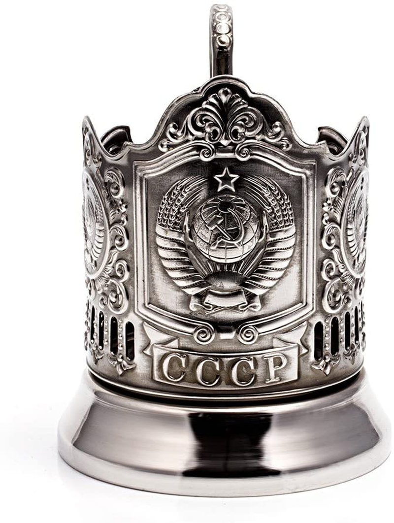 Kalchugino Metal Works USSR Coat of Arms Classic Russian Tea Glass Holder/Russian Podstakannik for Hot or Cold Liquids Home & Garden > Decor > Home Fragrance Accessories > Candle Holders Kalchugino Metal Works Default Title  