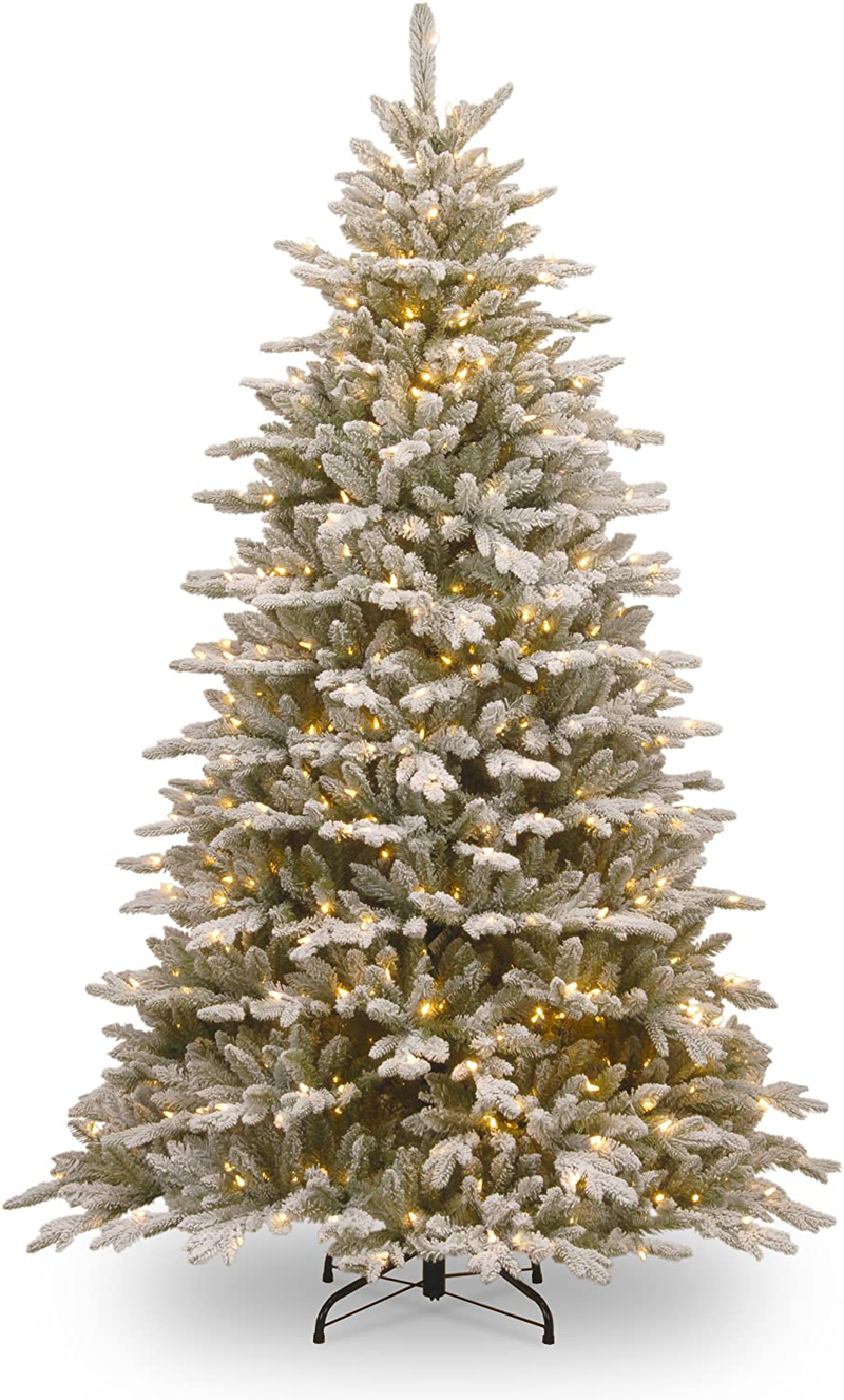 National Tree Company 'Feel Real' Pre-lit Artificial Christmas Tree | Includes Pre-strung White Lights and Stand | Snowy Sierra Spruce - 7.5 ft Home & Garden > Decor > Seasonal & Holiday Decorations > Christmas Tree Stands National Tree Company Default Title  