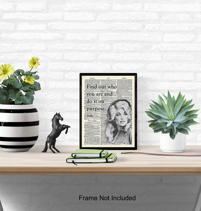 Dolly Parton Quote - Dictionary Wall Art Print - 8x10 Photo Picture - Unique Gift for Country Music, Dollywood Fans - Unframed Motivational Inspirational Home Decor, Room Decoration Poster Home & Garden > Decor > Seasonal & Holiday Decorations Yellowbird Art & Design   