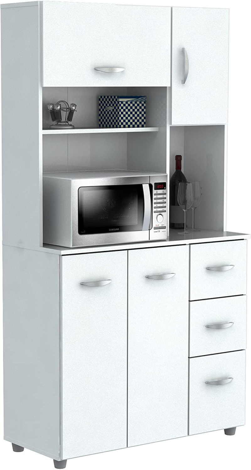 Inval America 4 Door Microwave Storage Cabinet, Laricina White Home & Garden > Kitchen & Dining > Food Storage Inval America   