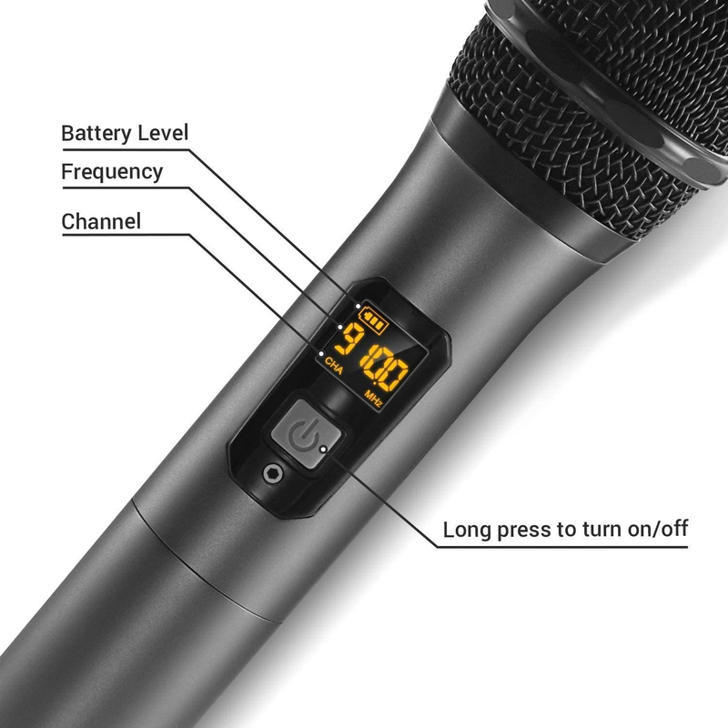 TONOR Wireless Microphone，Metal Dual Professional UHF Cordless Dynamic Mic Handheld Microphone System for Home Karaoke, Meeting, Party, Church, DJ, Wedding, Home KTV Set, 200ft(TW-820) Electronics > Audio > Audio Components > Microphones TONOR   