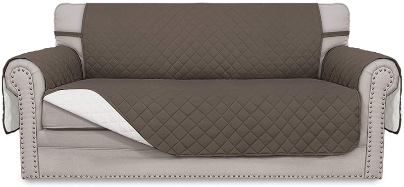 Easy-Going Sofa Slipcover Reversible Loveseat Sofa Cover Couch Cover for 2 Cushion Couch Furniture Protector with Elastic Straps for Pets Kids Dog Cat (Oversized Loveseat, Gray/Light Gray) Home & Garden > Decor > Chair & Sofa Cushions Easy-Going Taupe/Ivory 54'' 