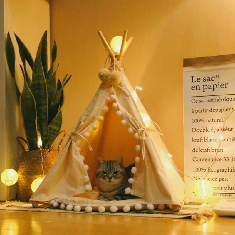 Little Dove Pet Teepee Animals & Pet Supplies > Pet Supplies > Cat Supplies > Cat Beds little dove Beige with Pad  