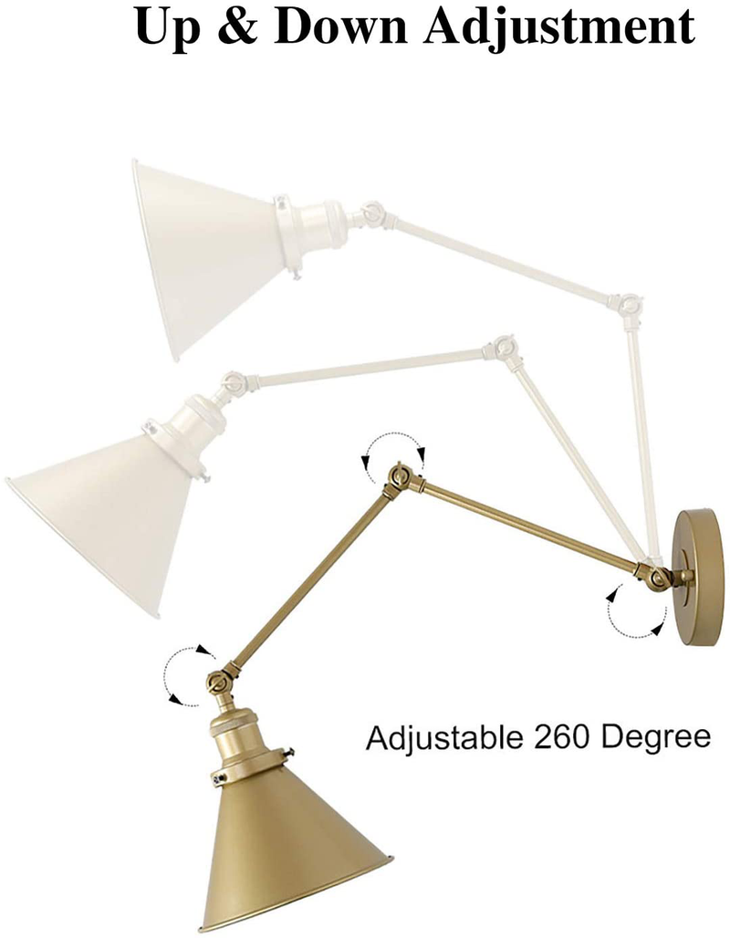 LNC Swing Arm Wall Sconce Lighting Adjustable Gold Plug-In Lamp,1 Pack Home & Garden > Lighting > Lighting Fixtures > Wall Light Fixtures KOL DEALS   