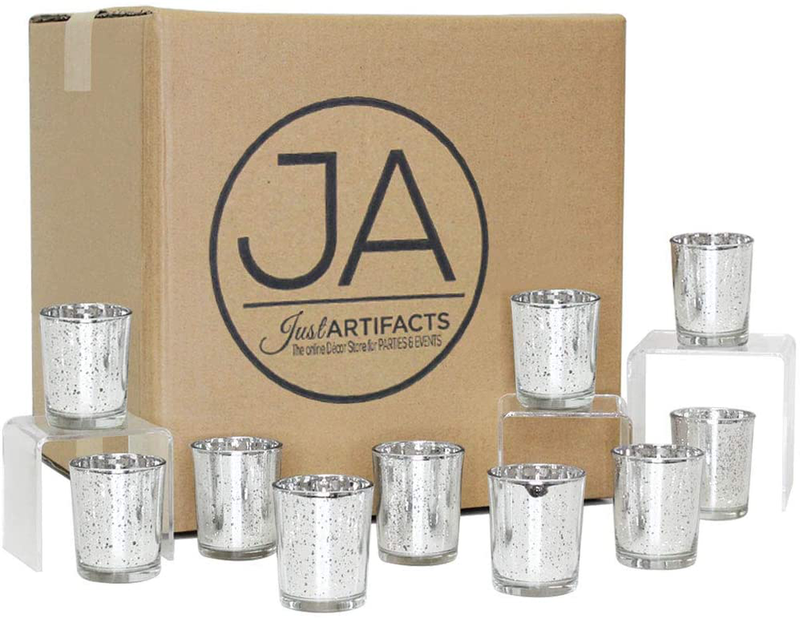 Just Artifacts 2.75-Inch Speckled Mercury Glass Votive Candle Holders (100pcs, Silver) Home & Garden > Decor > Home Fragrance Accessories > Candle Holders Just Artifacts Silver  