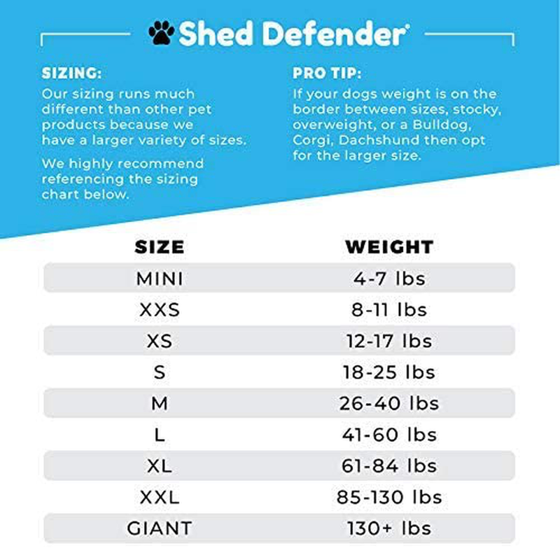 Shed Defender Original Dog Onesie - Seen on Shark Tank, Contains Shedding of Dog Hair for Home, Car, Travel, Anxiety Calming Shirt, Surgery Recovery Body Jumpsuit, E Collar Alternative Animals & Pet Supplies > Pet Supplies > Dog Supplies > Dog Apparel Shed Defender   