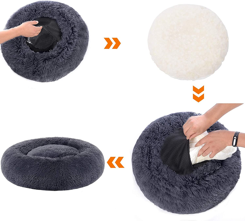 FEANDREA Dog Bed, Cat Bed, Soft Plush Surface, Donut-Shaped Dog Sofa with Removable Inner Cushion, Washable Animals & Pet Supplies > Pet Supplies > Dog Supplies > Dog Beds FEANDREA   