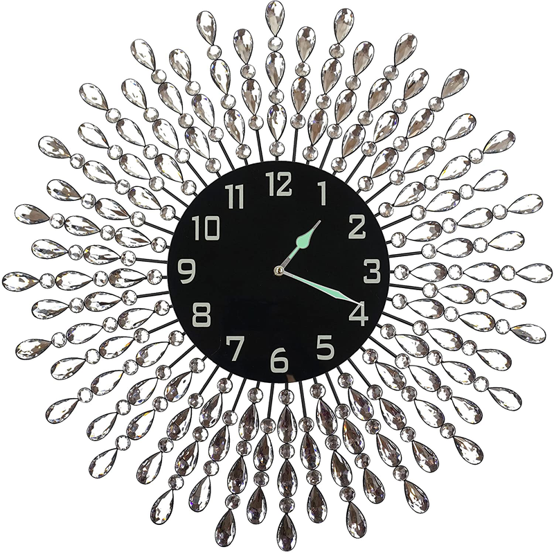 Lulu Decor, Black Drop Metal Wall Clock 24”, White Glass Dial with Arabic Numbers, Decorative Clock for Living Room, Bedroom, Office Space Home & Garden > Decor > Clocks > Wall Clocks Lulu Decor, Inc. Crystal Drop / Black Dial  
