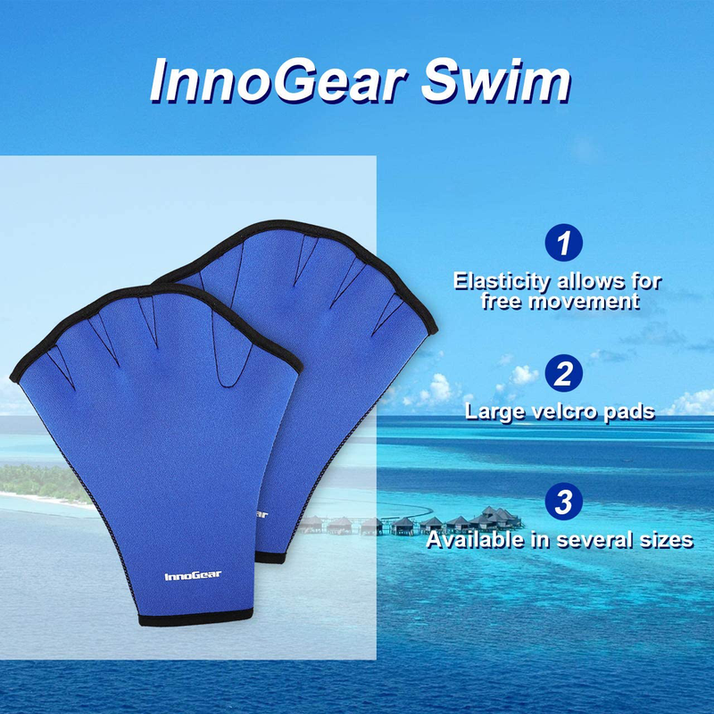 InnoGear Swim Gloves Aquatic Fitness Water Resistance Training Aqua Fit Webbed Gloves, 1 Pair Sporting Goods > Outdoor Recreation > Boating & Water Sports > Swimming > Swim Gloves InnoGear   