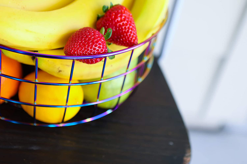 Kitchen Wire Fruit Basket Bowl - Unique Decor | Storage & Countertop Organizer | Keeps Produce, Vegetables and Healthy Snacks Handy | Ideal for Bread on Table or Buffet | Colorful Rainbow Metal Home & Garden > Decor > Seasonal & Holiday Decorations Lady Ironside   