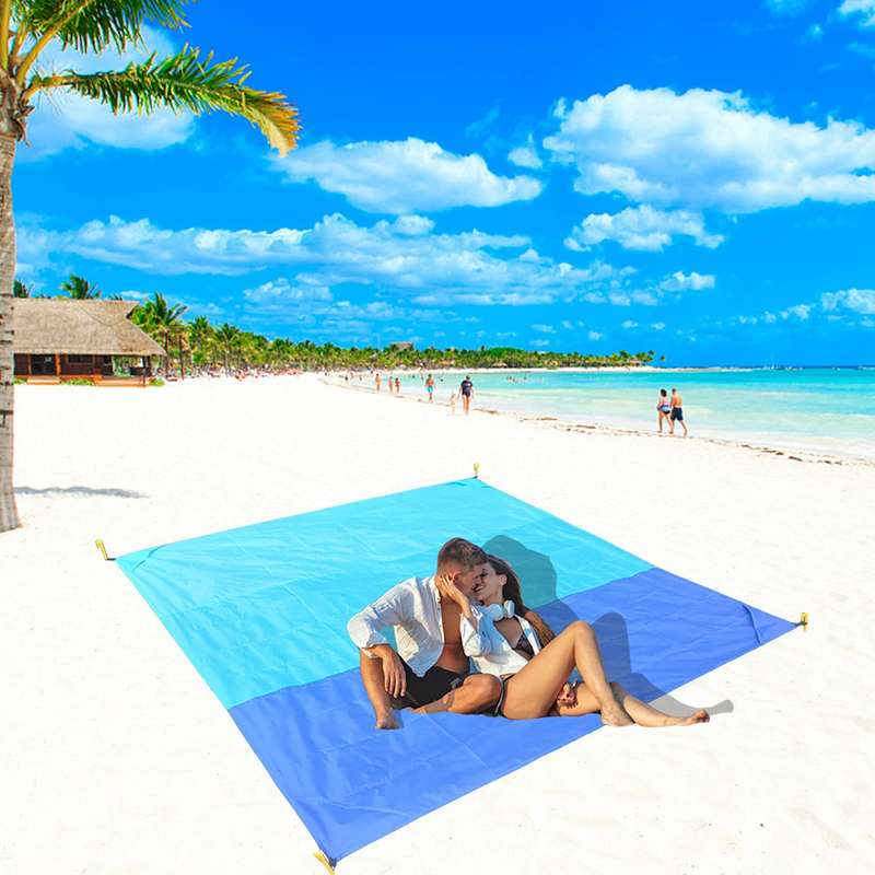 Large 82" X79" Sand-Proof Beach Blanket, Outdoor Picnic mat, Picnic Blankets Waterproof sandproof , Suitable for Travel, Camping, Hiking, Lightweight, Quick-Drying and Heat-Resistant Home & Garden > Lawn & Garden > Outdoor Living > Outdoor Blankets > Picnic Blankets HongFeng world Default Title  