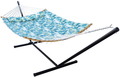 HENG FENG 2 Person Double Hammock with 12 Foot Portable Steel Stand and Curved Bamboo Spreader Bars, Detachable Pillow, Quilted Fabric Bed, Blue & Aqua Home & Garden > Lawn & Garden > Outdoor Living > Hammocks HENG FENG Palm Hammock with Stand 