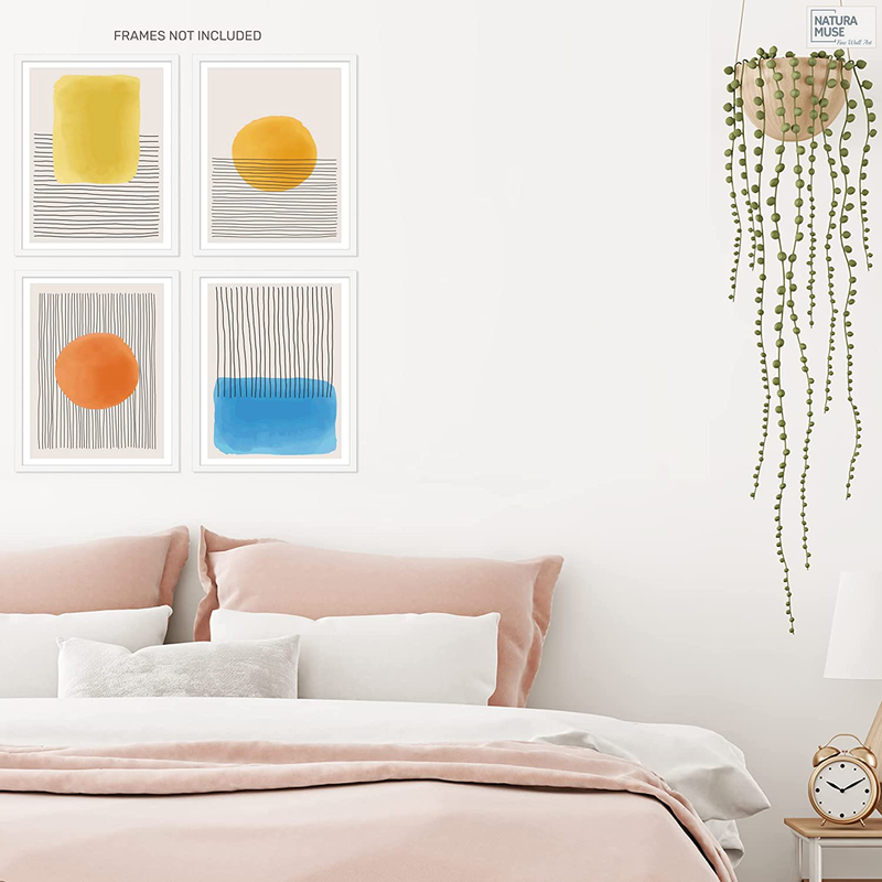 Modern Abstract Wall Art for Living Room & Bedroom - Aesthetic Boho Room Decor Art - Boho Decor Posters - Minimalist Mid Century Wall Art Decor for Home & Office (Set of 4 Prints, 8X10 In, UNFRAMED) Home & Garden > Decor > Artwork > Posters, Prints, & Visual Artwork NaturaMuse   
