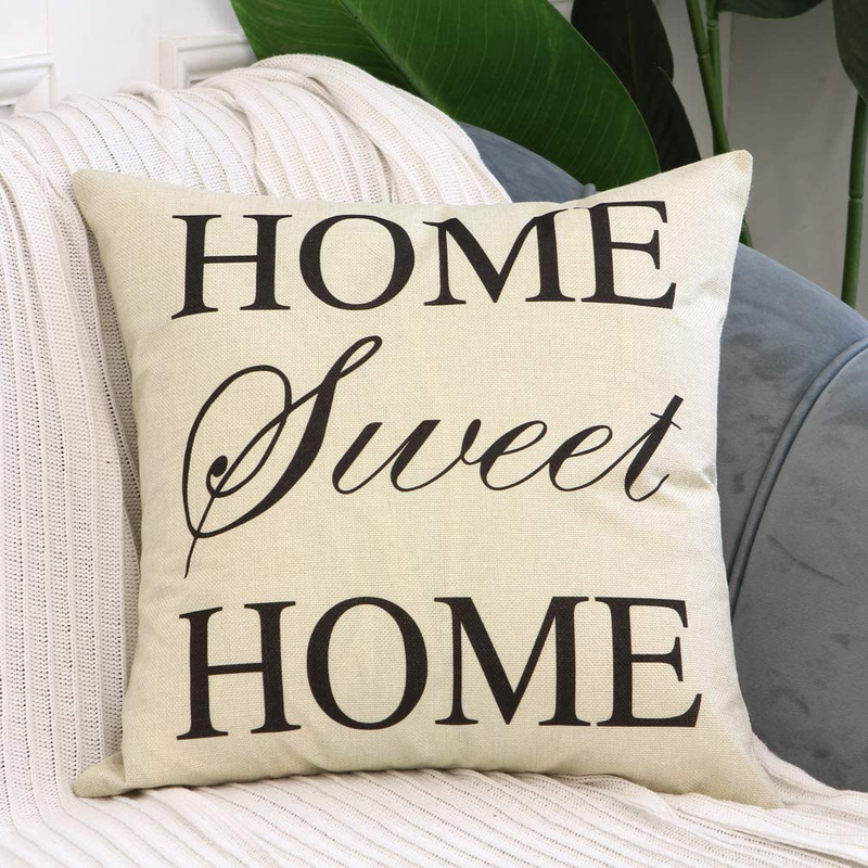 LEIOH Farmhouse Decorative Pillow Covers Set of 4 Home Sweet Home Inspirational Quotes Sofa Throw Pillow Covers Cushion Cover 18 X 18 Inc Home & Garden > Decor > Chair & Sofa Cushions LEIOH   