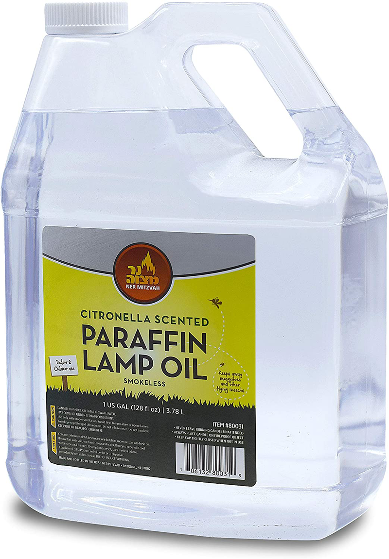 Citronella Scented Lamp Oil, 2 Liter - Smokeless and Odorless Insect and Mosquito Repellent Paraffin Lamp Oil for Indoor and Outdoor Lanterns, Torches, Oil Candle - by Ner Mitzvah Home & Garden > Lighting Accessories > Oil Lamp Fuel Ner Mitzvah 1 Gallon  