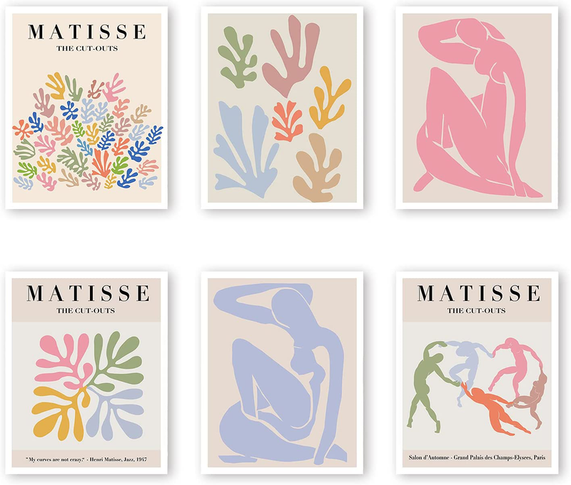 Insimsea Matisse Wall Art Exhibition Poster & Prints, Henri Matisse Posters for Room Aesthetic, Abstract Art Prints UNFRAMED, 8X10In, Set of 6 Home & Garden > Decor > Artwork > Posters, Prints, & Visual Artwork InSimSea   