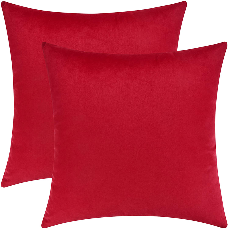 Mixhug Decorative Throw Pillow Covers, Velvet Cushion Covers, Solid Throw Pillow Cases for Couch and Bed Pillows, Burnt Orange, 20 x 20 Inches, Set of 2 Home & Garden > Decor > Chair & Sofa Cushions Mixhug Red 20 x 20 Inches, 2 Pieces 