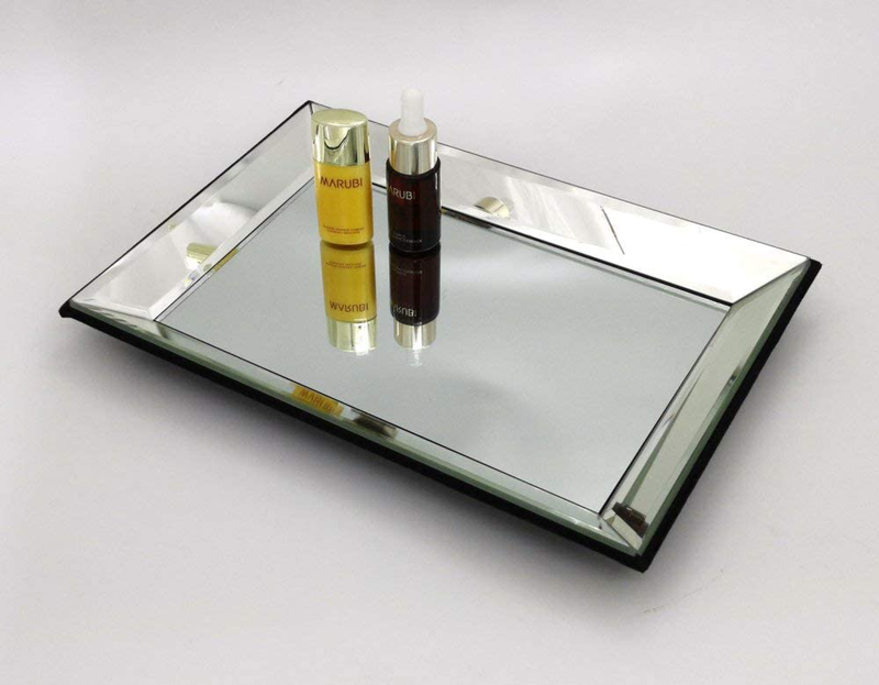 Meetart Rectangle30x21cmVanity Organizer Decorative Mirror Tray Vanity Tray Markup Jewelry Tray Silver Tray for Home Decor