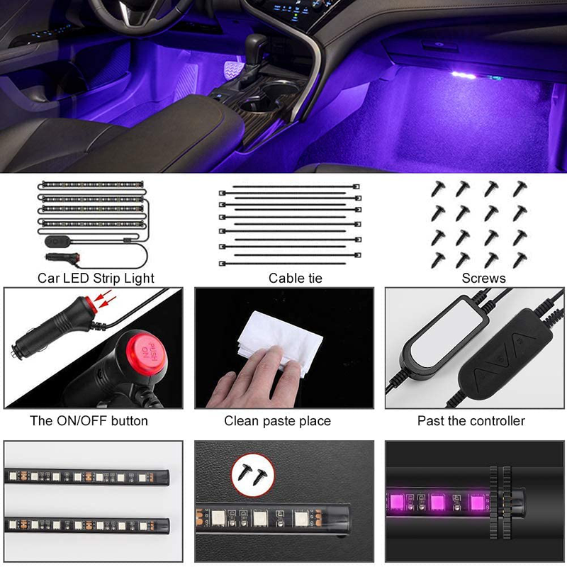 CT CAPETRONIX Interior Car Lights, Car Led Strip Lights Interior with APP and IR Remote, Upgrade 2-in-1 4pcs Waterproof RGB 48 LEDs Music Car LED Lights Under Dash Lighting Kit with Car Charger DC 12V Vehicles & Parts > Vehicle Parts & Accessories > Motor Vehicle Parts > Motor Vehicle Lighting 00001   