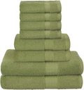 Glamburg Ultra Soft 8 Piece Towel Set - 100% Pure Ring Spun Cotton, Contains 2 Oversized Bath Towels 27x54, 2 Hand Towels 16x28, 4 Wash Cloths 13x13 - Ideal for Everyday use, Hotel & Spa - Light Grey Home & Garden > Linens & Bedding > Towels GLAMBURG Green  