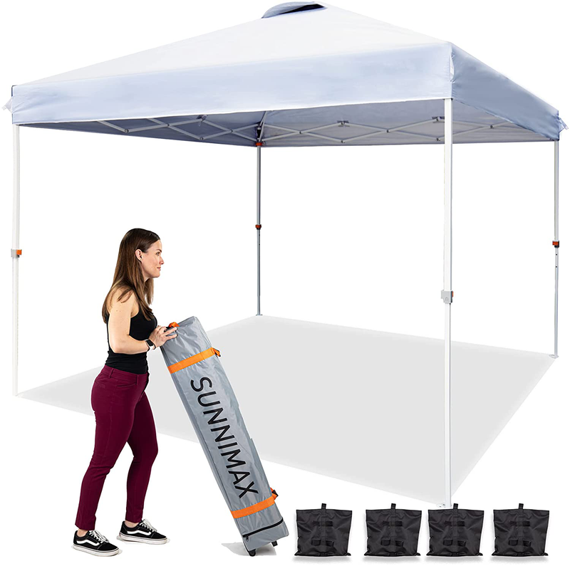 SUNNIMAX 10x10 Pop up Canopy Tent, Patio Instant Gazebo & Outdoor Sun Shelter with Waterproof Roof Wheeled Carrying Bag, Bonus 4 Weight Bags– (White) Home & Garden > Lawn & Garden > Outdoor Living > Outdoor Structures > Canopies & Gazebos SUNNIMAX SOTRE White  