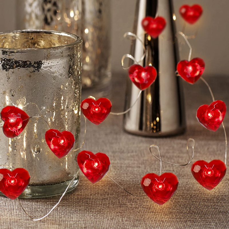 Couah Fairy String Lights 10 Ft 40 Leds Red Heart Shaped Twinkle Fairy Lights Battery Operated for Kids Bedroom Wedding Indoor Party Valentine'S Day Mother'S Day Decor with Remote & Timer Home & Garden > Decor > Seasonal & Holiday Decorations Couah   