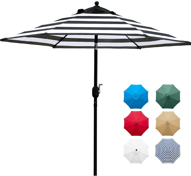 Sunnyglade 7.5' Patio Umbrella Outdoor Table Market Umbrella with Push Button Tilt/Crank, 6 Ribs (Tan)