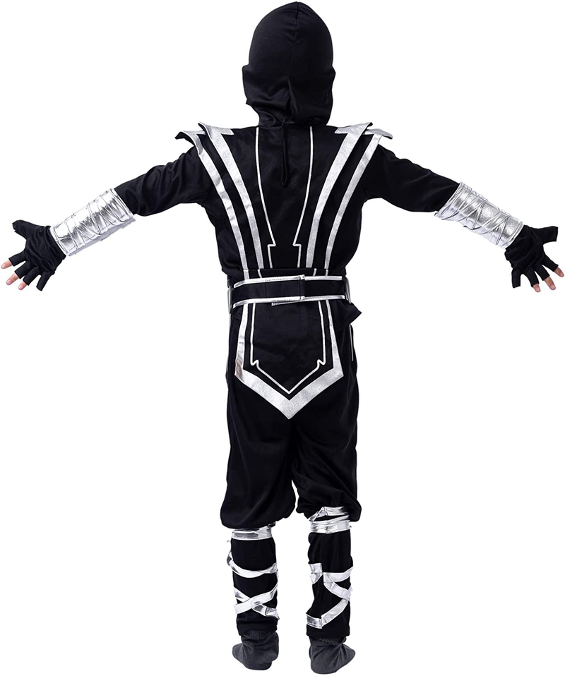 Silver Ninja Deluxe Costume Set with Ninja Foam Accessories Toys for Kids Kung Fu Outfit Halloween Ideas Apparel & Accessories > Costumes & Accessories > Costumes Spooktacular Creations   