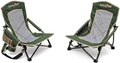SUNNYFEEL Folding Camping Chair, Low Beach Chair Lightweight with Mesh Back,Cup Holder,Side Pocket,Padded Armrest,Sling, Portable Camp Chairs for Outdoor Picnic Fishing Lawn Concert (Grey) Sporting Goods > Outdoor Recreation > Camping & Hiking > Camp Furniture Sunnyfeel 2pcs Green  