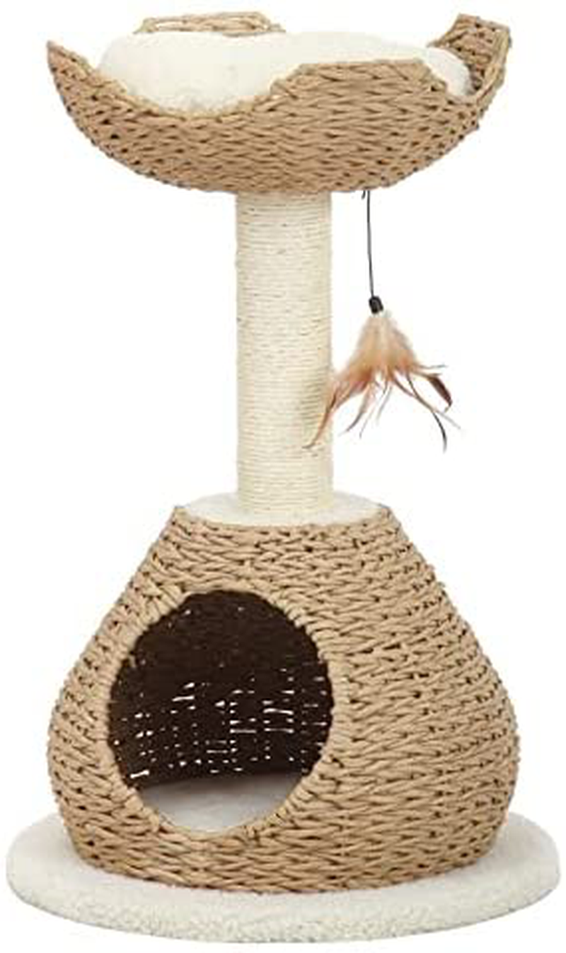 Petpals Hand-Made Paper Rope Natural Bowl Shaped with Perch Cat Tree Animals & Pet Supplies > Pet Supplies > Cat Supplies > Cat Beds PetPals   