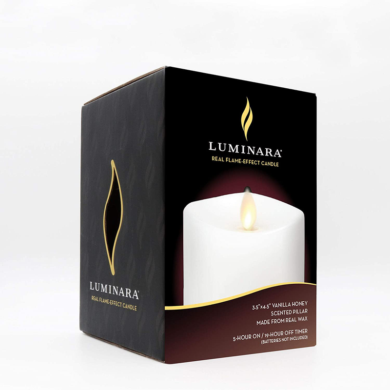 Luminara Flameless Pillar Candle, Small (4.5 inches, Unscented) Real-Flame Effect, Melted Edge, Real Wax, Smooth Finish, White, LED Battery-Powered Candle Home & Garden > Decor > Home Fragrances > Candles Luminara Candles   