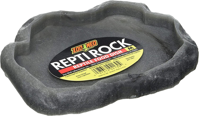 Reptile Rock Food Dish, Medium, 7.25" l x 6" w x 0.75" h, Colors May Vary - 1 Animals & Pet Supplies > Pet Supplies > Reptile & Amphibian Supplies > Reptile & Amphibian Habitats Zoo Med .Black  