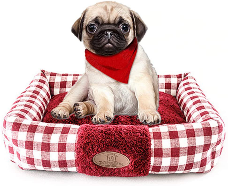 Decdeal Large Cat Beds for Indoor Cats, Plush Soft Pet Bed, Indoor Cat Beds & Dog Beds, Rectangle Cushion Bed Pet Supplies, Machine Washable, Slip-Resistant Bottom Animals & Pet Supplies > Pet Supplies > Dog Supplies > Dog Beds Decdeal Red 28"x22"x6" 