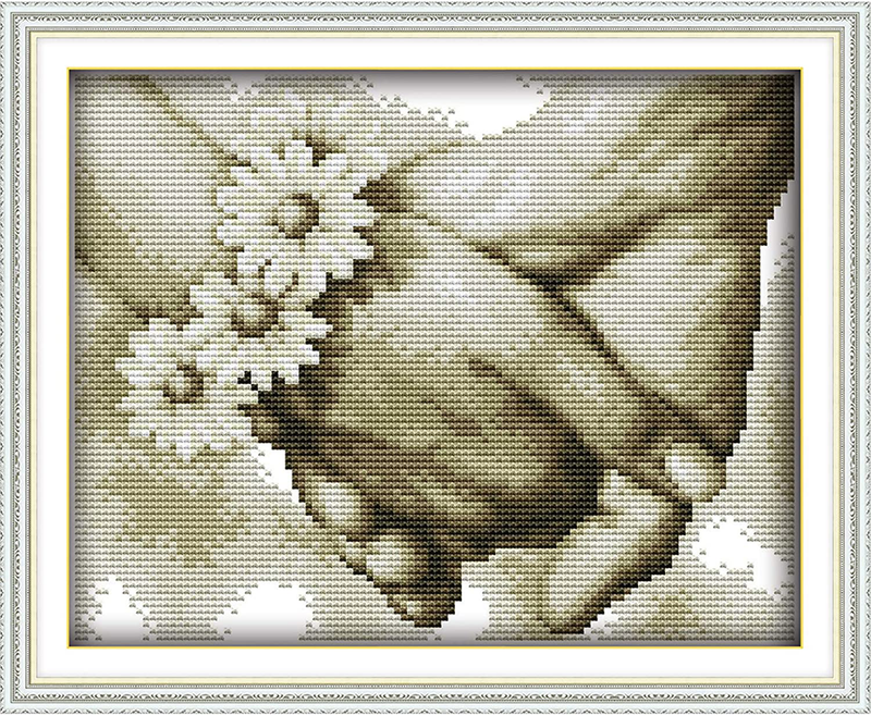 Printed Cross Stitch Kits 11CT 15X19 inch 100% Cotton Holiday Gift DIY Embroidery Starter Kits Easy Patterns Embroidery for Girls Crafts DMC Stamped Cross-Stitch Supplies Needlework Girl Adventure Arts & Entertainment > Hobbies & Creative Arts > Arts & Crafts > Art & Crafting Tools > Craft Measuring & Marking Tools > Stitch Markers & Counters ITSTITCH Hand in hand 13.4x10.2 inch  
