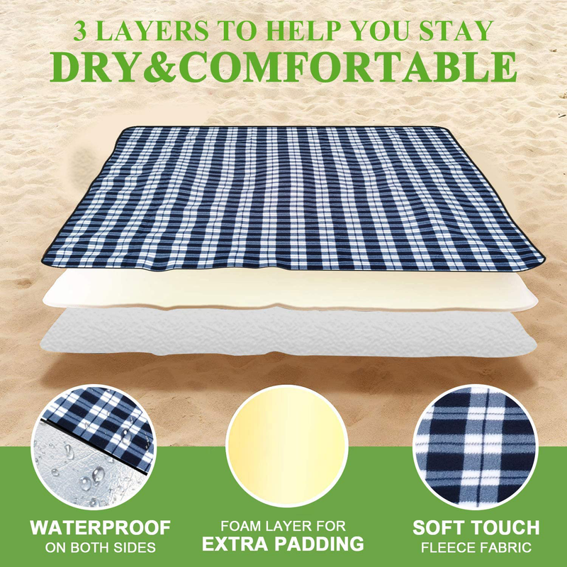 Hivernou Picnic Blanket,Picnic Blanket Waterproof Foldable with 3 Layers Material,Extra Large Picnic Blanket Picnic Mat Beach Blanket 80"x80" for Camping Beach Park Hiking Fireworks,Larger & Thicker Home & Garden > Lawn & Garden > Outdoor Living > Outdoor Blankets > Picnic Blankets Hivernou   