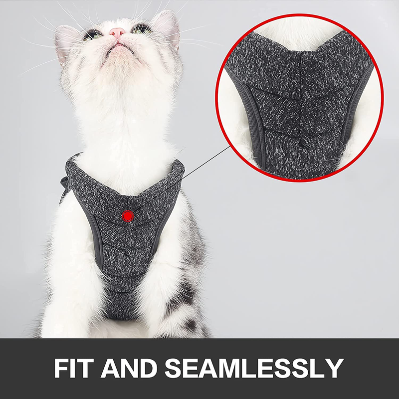 Cohtsoki Cat Harness and Leash, Prevent Escape Proof Cat Leashes, for Cat Walking Harness Harness Large, Medium and Small Type Cat Walk-in Adjustable Cat Vest Strap (Grey, S (Chest: 9 - 11")) Animals & Pet Supplies > Pet Supplies > Cat Supplies > Cat Apparel COHTSOKI   
