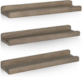 Emfogo Wall Shelves with Ledge 16.9 inch Wood Picture Shelf Rustic Floating Shelves Set of 3 for Storage and Display Carbonized Black Furniture > Shelving > Wall Shelves & Ledges Emfogo Weathered Grey  