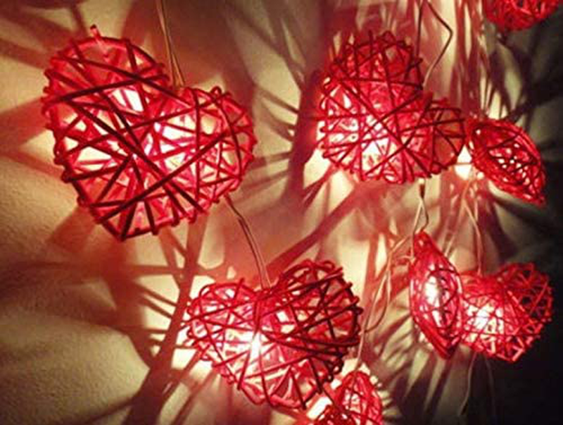 Giga Gud Red Heart Shape Light Valentine'S Day String Light Decoration Battery Operated Heart Shape Fairy Light for Home Valentines,Wedding,Party,Anniversary Party Supplies, 20 Bulbs 9 Ft (Red Heart) Home & Garden > Decor > Seasonal & Holiday Decorations Giga Gud   