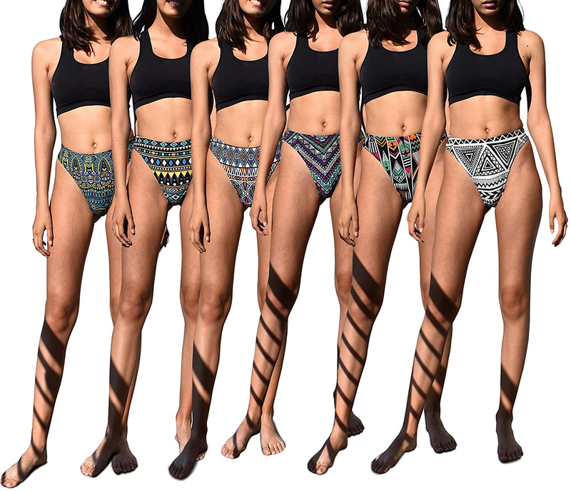 Sexy Basics Women's 6-Pack Active Sport Thong Buttery Soft Panties Underwear  Sexy Basics 6 Pack- Tribal Prints X-Small 