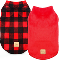 Cyeollo 2 Pack Dog Coat Dog Flannel Buffalo Plaid Sweaters Cold Weather Coats Dog Clothes New Year Dog Coats for Small Medium Dogs