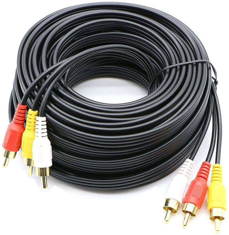 Pasow 3 RCA Cable Audio Video Composite Male to Male DVD Cable (6 Feet) Electronics > Electronics Accessories > Cables > Audio & Video Cables PASOW 50 Feet  